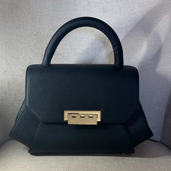 ZAC Zac Posen Elegant Black Satchel with Gold Hardware - Picture 10 of 11
